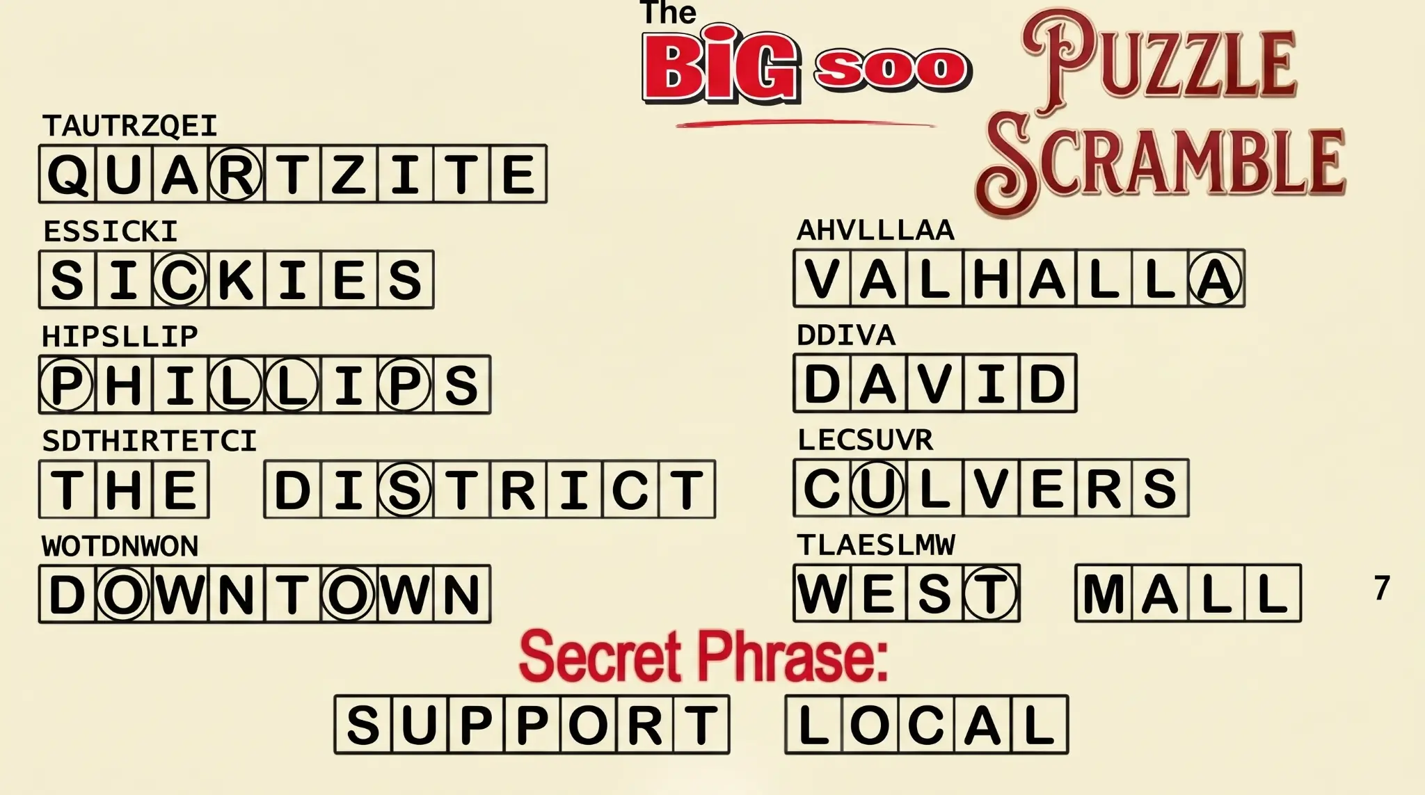 Puzzle Scramble Answers
